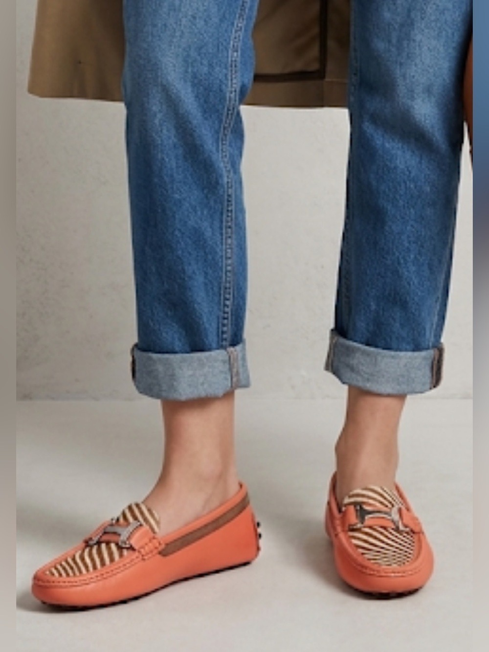 Tod’s Elegant Orange & Brown Moccasins Sz 5